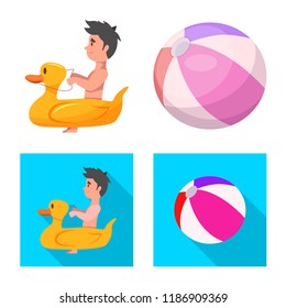 Vector design of pool and swimming sign. Set of pool and activity stock vector illustration.