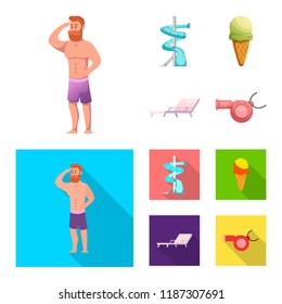 Vector design of pool and swimming sign. Collection of pool and activity stock vector illustration.