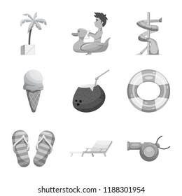 Vector design of pool and swimming sign. Collection of pool and activity stock symbol for web.