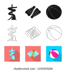 Vector design of pool and swimming sign. Set of pool and activity stock vector illustration.