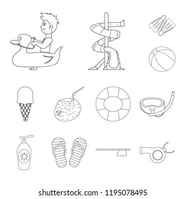 Vector design of pool and swimming sign. Set of pool and activity stock symbol for web.