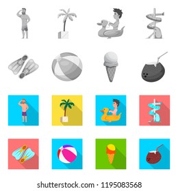 Vector design of pool and swimming sign. Collection of pool and activity stock symbol for web.
