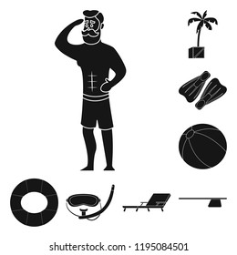 Vector design of pool and swimming sign. Collection of pool and activity vector icon for stock.