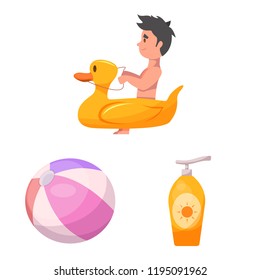 Vector design of pool and swimming sign. Collection of pool and activity stock vector illustration.