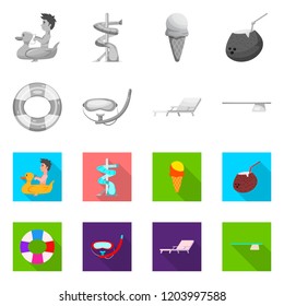 Vector design of pool and swimming sign. Collection of pool and activity vector icon for stock.