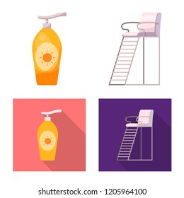 Vector design of pool and swimming sign. Set of pool and activity vector icon for stock.