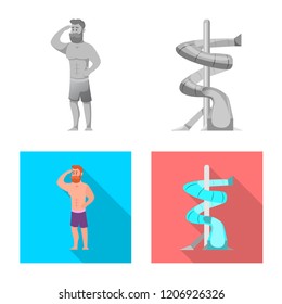 Vector design of pool and swimming sign. Set of pool and activity stock symbol for web.