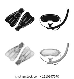Vector design of pool and swimming sign. Set of pool and activity vector icon for stock.
