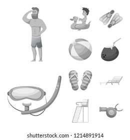 Vector design of pool and swimming sign. Set of pool and activity stock vector illustration.