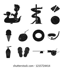 Vector design of pool and swimming sign. Set of pool and activity vector icon for stock.