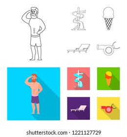 Vector design of pool and swimming sign. Set of pool and activity vector icon for stock.