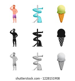 Vector design of pool and swimming sign. Set of pool and activity stock symbol for web.