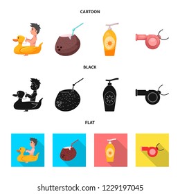 Vector design of pool and swimming sign. Set of pool and activity stock symbol for web.