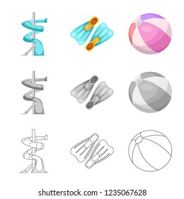 Vector design of pool and swimming sign. Collection of pool and activity stock vector illustration.