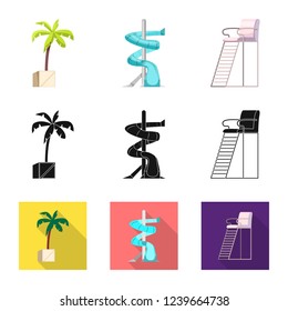 Vector design of pool and swimming sign. Set of pool and activity vector icon for stock.