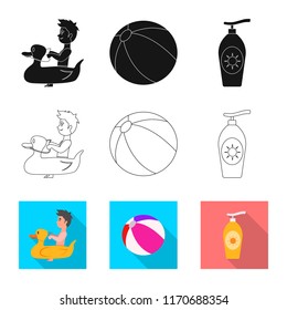 Vector design of pool and swimming symbol. Collection of pool and activity stock symbol for web.