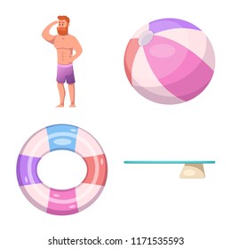 Vector design of pool and swimming symbol. Collection of pool and activity stock symbol for web.