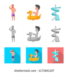 Vector design of pool and swimming symbol. Collection of pool and activity stock symbol for web.