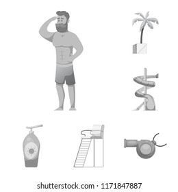 Vector design of pool and swimming symbol. Collection of pool and activity vector icon for stock.