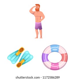 Vector design of pool and swimming symbol. Collection of pool and activity stock symbol for web.