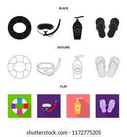 Vector design of pool and swimming symbol. Set of pool and activity stock vector illustration.