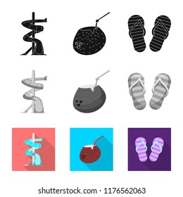 Vector design of pool and swimming symbol. Collection of pool and activity vector icon for stock.