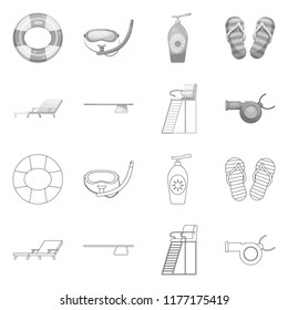 Vector design of pool and swimming symbol. Collection of pool and activity stock symbol for web.