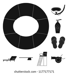 Vector design of pool and swimming symbol. Set of pool and activity vector icon for stock.