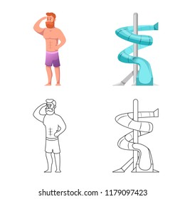 Vector design of pool and swimming symbol. Collection of pool and activity stock symbol for web.