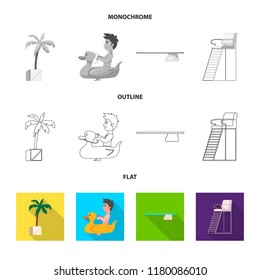 Vector design of pool and swimming symbol. Set of pool and activity vector icon for stock.