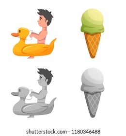 Vector design of pool and swimming symbol. Collection of pool and activity stock symbol for web.