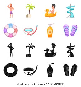 Vector design of pool and swimming symbol. Set of pool and activity vector icon for stock.