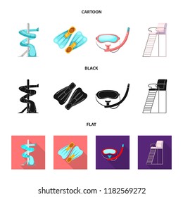 Vector design of pool and swimming symbol. Collection of pool and activity stock vector illustration.
