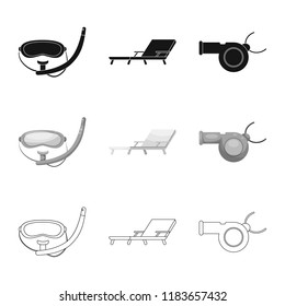 Vector design of pool and swimming symbol. Collection of pool and activity vector icon for stock.