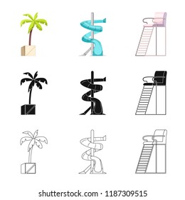 Vector design of pool and swimming symbol. Collection of pool and activity stock vector illustration.