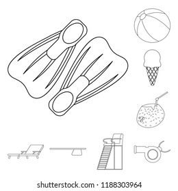 Vector design of pool and swimming symbol. Collection of pool and activity vector icon for stock.