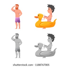 Vector design of pool and swimming symbol. Collection of pool and activity stock symbol for web.