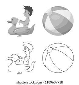 Vector design of pool and swimming symbol. Collection of pool and activity stock symbol for web.