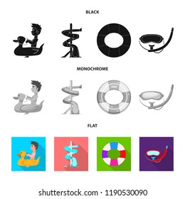 Vector design of pool and swimming symbol. Set of pool and activity vector icon for stock.