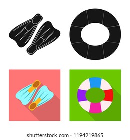 Vector design of pool and swimming symbol. Set of pool and activity stock vector illustration.