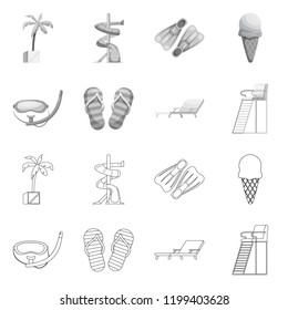 Vector design of pool and swimming symbol. Collection of pool and activity stock symbol for web.