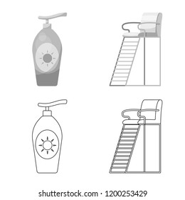 Vector design of pool and swimming symbol. Collection of pool and activity vector icon for stock.