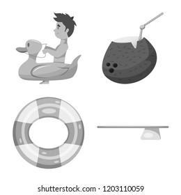 Vector design of pool and swimming symbol. Collection of pool and activity stock vector illustration.