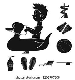 Vector design of pool and swimming symbol. Set of pool and activity vector icon for stock.