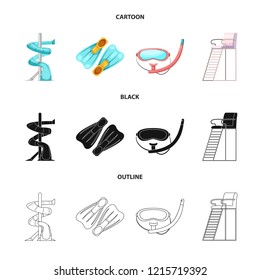 Vector design of pool and swimming symbol. Collection of pool and activity stock vector illustration.