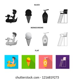 Vector design of pool and swimming symbol. Set of pool and activity stock symbol for web.