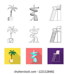 Vector design of pool and swimming symbol. Set of pool and activity vector icon for stock.