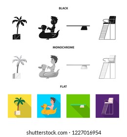 Vector design of pool and swimming symbol. Collection of pool and activity stock vector illustration.