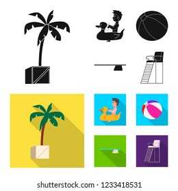 Vector design of pool and swimming symbol. Collection of pool and activity stock vector illustration.