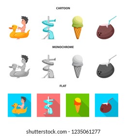 Vector design of pool and swimming symbol. Set of pool and activity stock symbol for web.